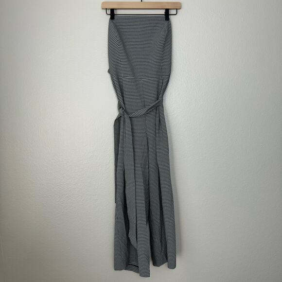1.STATE Womens Checkered Jumpsuit Strapless Wide Leg Romper Belted Size 12 - Picture 4 of 9